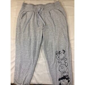 Peanuts Snoopy Charlie Brown Heather Gray Jogger Sweatpants Womens Medium